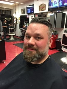 Kelly O'Brien after getting his hair and beard done at Cruisin' Style Barber Parlor